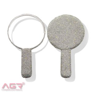 آینه آرایشی دستی نگین دار طرح دایره
